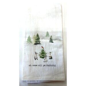 Oh Come All Ye Faithful Dish Towel With Christmas Design